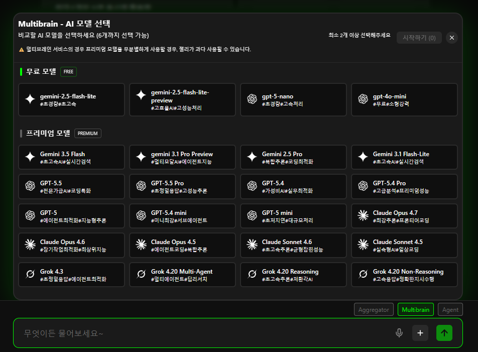 ZeliAi AI Multi-Brain — actual screen